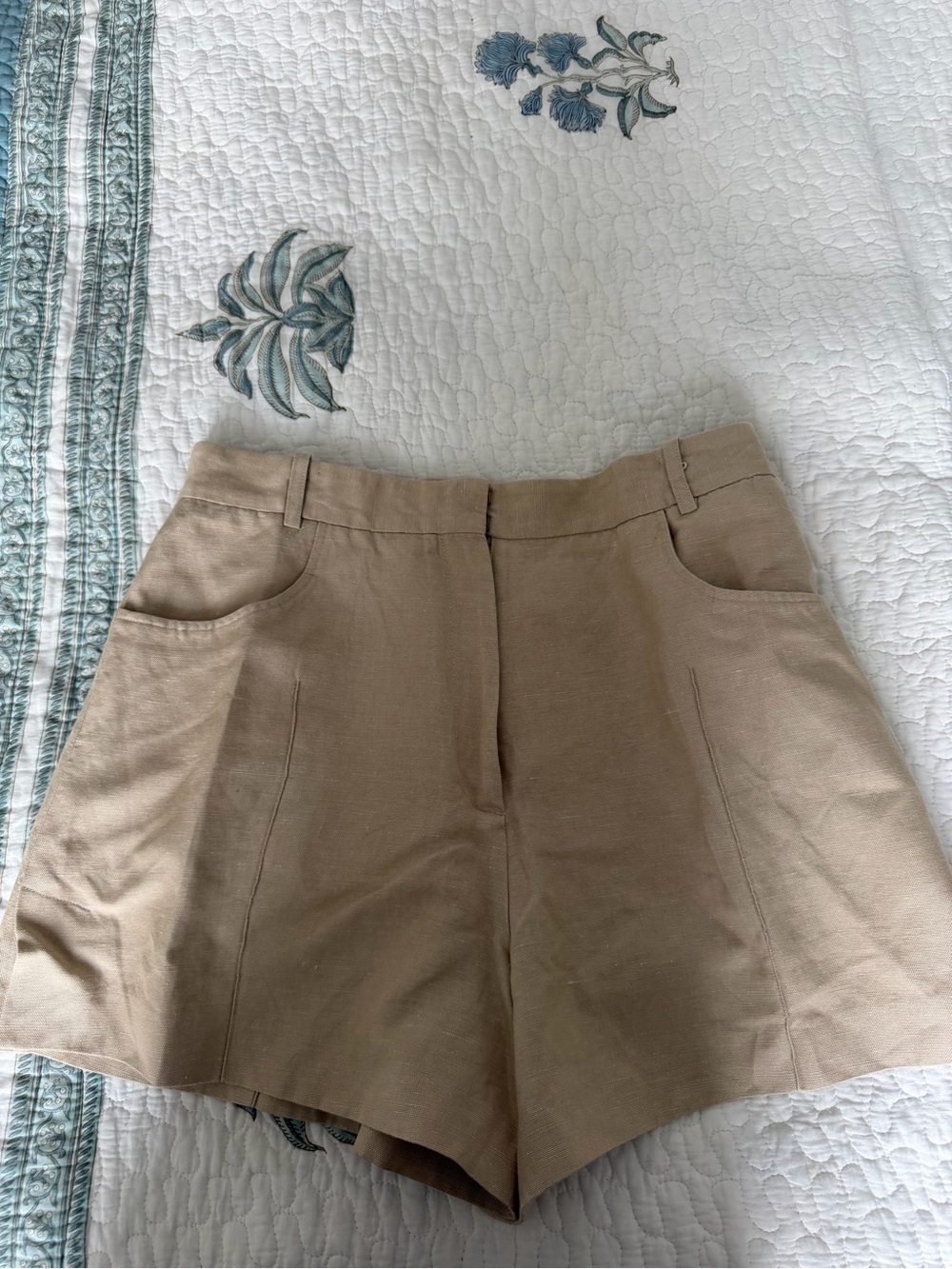 Maje Neutral Beige High-Waist Shorts